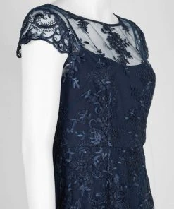 Adrianna Papell - AP1E204700 Floral Embroidered V-neck Sheath Dress