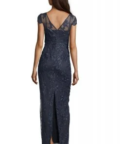 Adrianna Papell - AP1E204700 Floral Embroidered V-neck Sheath Dress