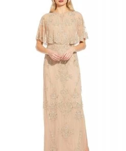 Adrianna Papell - AP1E205101 Embellished Sheath Dress With Cape Jacket