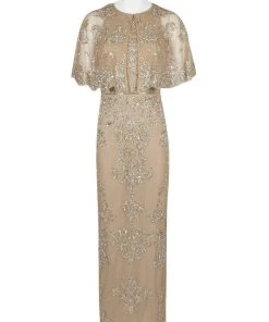 Adrianna Papell - AP1E205101 Embellished Sheath Dress With Cape Jacket