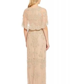 Adrianna Papell - AP1E205101 Embellished Sheath Dress With Cape Jacket