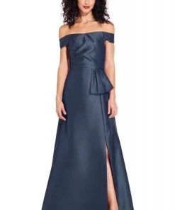 Adrianna Papell - AP1E205108 Off-Shoulder Pleated Mikado A-line Dress