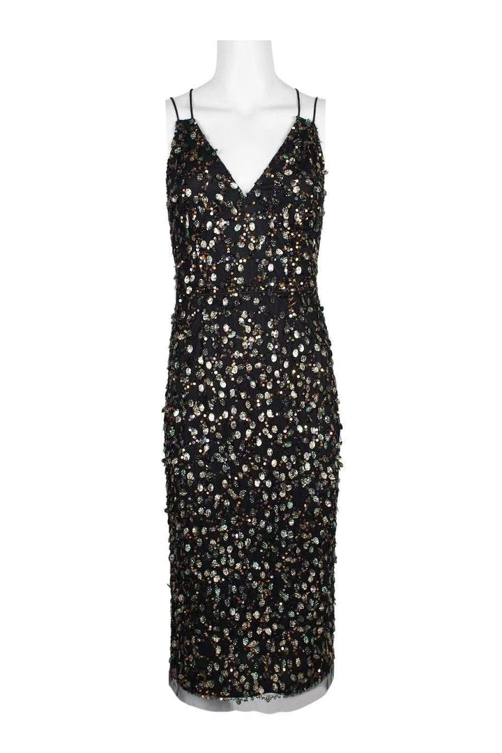Adrianna Papell - AP1E205373 Embellished V-neck Fitted Dress 7 Adrianna Papell - AP1E205373 Embellished V-neck Fitted Dress