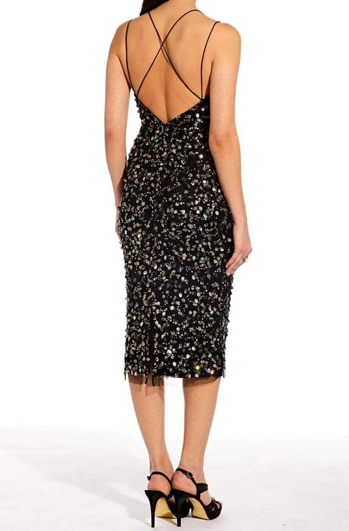 Adrianna Papell - AP1E205373 Embellished V-neck Fitted Dress 4 Adrianna Papell - AP1E205373 Embellished V-neck Fitted Dress