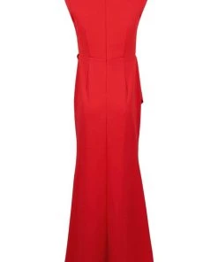 Adrianna Papell - AP1E205621 V-neck Ruffle Crepe Sheath Dress