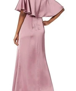 Adrianna Papell AP1E205725 - Cape Sleeved Long Satin Forma Dress