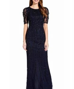 Adrianna Papell - AP1E205809 Embellished Bateau Sheath Dress