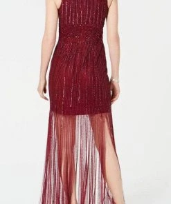 Adrianna Papell AP1E205861 - Sleeveless Beaded Fringed Hem Dress
