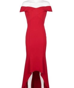 Adrianna Papell - AP1E206023 Off-Shoulder Stretch Crepe High Low Dress