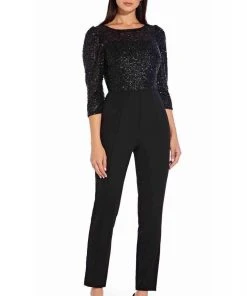Adrianna Papell - AP1E206237 Sequined Bateau Fitted Jumpsuit