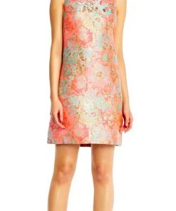 Adrianna Papell - Draped Beaded Multi-Colored Sheath Dress