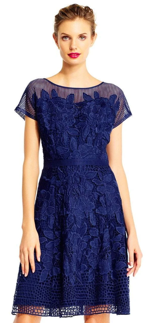 Adrianna Papell Lattice Illusion Floral Lace Dress 5 Adrianna Papell Lattice Illusion Floral Lace Dress