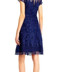 Adrianna Papell Lattice Illusion Floral Lace Dress