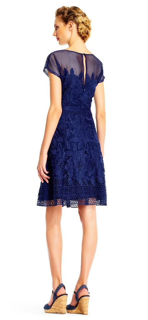 Adrianna Papell Lattice Illusion Floral Lace Dress 4 Adrianna Papell Lattice Illusion Floral Lace Dress