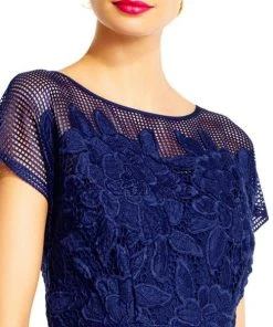 Adrianna Papell Lattice Illusion Floral Lace Dress 10 Adrianna Papell Lattice Illusion Floral Lace Dress