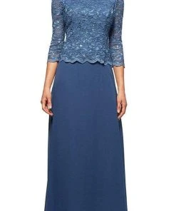 Alex Evenings - 112655 Scallop Lace Mock Dress With Chiffon Skirt