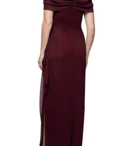 Alex Evenings - 132902 Jewel Accent Waist Cold Shoulder Mesh Dress
