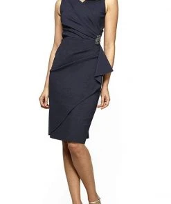 Alex Evenings - 134005 Faux Surplice Fitted Dress With Jewel Accent