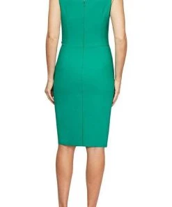 Alex Evenings - 134005 Faux Surplice Fitted Dress With Jewel Accent