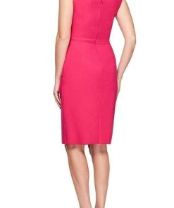 Alex Evenings - 134005 Faux Surplice Fitted Dress With Jewel Accent
