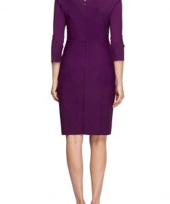 Alex Evenings - 134134 Quarter Sleeves Surplice Bodice Sheath Dress