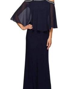 Alex Evenings - 1351319 Beaded Capelet Matte Jersey Dress 10 Alex Evenings - 1351319 Beaded Capelet Matte Jersey Dress