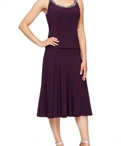 Alex Evenings - 135372 Beaded Scoop Neck Two-Piece Dress