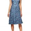 Alex Evenings - 2121570 Bateau Rosette Lace A-Line Dress