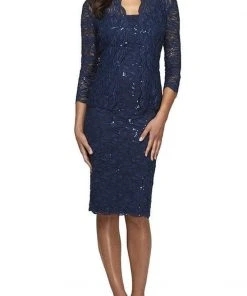 Alex Evenings - 212264 Two-Piece Scallop Lace Jacket Dress