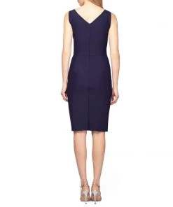 Alex Evenings - 234005 Faux Wrap Fitted Dress With Jewel Accent