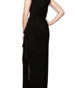 Alex Evenings - 2351423 Embroidered Lace Neckline Matte Jersey Dress