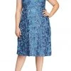 Alex Evenings - 4121570 Lace Cap Sleeves Plus Size Knee Length Dress