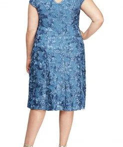 Alex Evenings - 4121570 Lace Cap Sleeves Plus Size Knee Length Dress 13 Alex Evenings - 4121570 Lace Cap Sleeves Plus Size Knee Length Dress