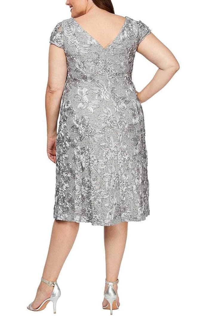 Alex Evenings - 4121570 Lace Cap Sleeves Plus Size Knee Length Dress 6 Alex Evenings - 4121570 Lace Cap Sleeves Plus Size Knee Length Dress