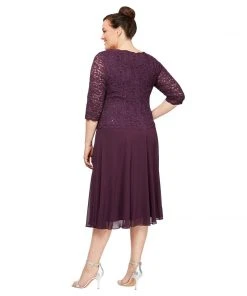 Alex Evenings - 4121796 Popover Lace Bodice A-Line Chiffon Dress