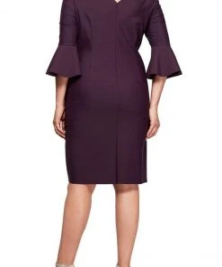 Alex Evenings - 434183 Quarter Bell Sleeves Plus Size Dress 6 Alex Evenings - 434183 Quarter Bell Sleeves Plus Size Dress