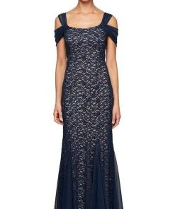 Alex Evenings - 81122243 Cold Shoulder Lace Evening Dress