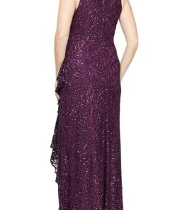 Alex Evenings - 81122434 Laced Draping Long Dress