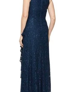 Alex Evenings - 81122434 Laced Draping Long Dress