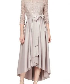 Alex Evenings - 81122468 Lace Illusion Jewel High Low Dress