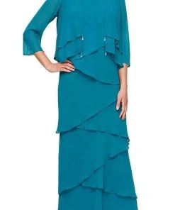 Alex Evenings - 8192001 Tiered Chiffon Long Dress