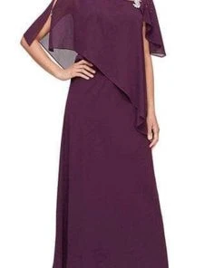 Alex Evenings - 8192003 Asymmetrical Caped Chiffon Dress