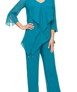 Alex Evenings - 8192004 Frilled Top Chiffon Pantsuit