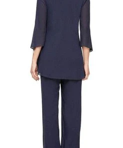 Alex Evenings - 8192004 Frilled Top Chiffon Pantsuit