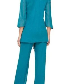 Alex Evenings - 8192004 Frilled Top Chiffon Pantsuit