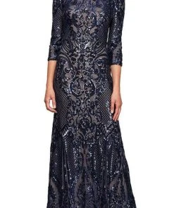 Alex Evenings - 8196609 Sequin 3/4 Sleeve Mermaid Dress