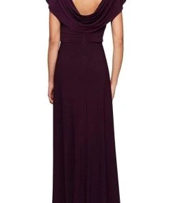 Alex Evenings - 82351491 Cowl Brooch Accented Matte Jersey Dress
