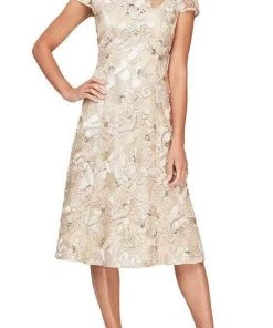 Alex Evenings - 84122331 Cap Sleeve Scoop A Line Dress