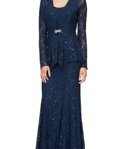 Alex Evenings - 84122452 Sequined Lace Jacket Sheath Dress