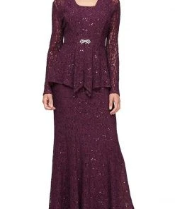 Alex Evenings - 84122452 Sequined Lace Jacket Sheath Dress